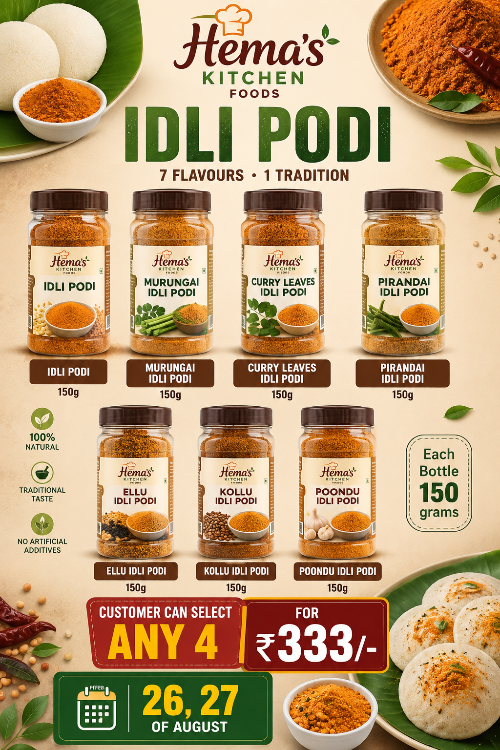 Idli Podi Combo (Select Any 4 Idli Podi)