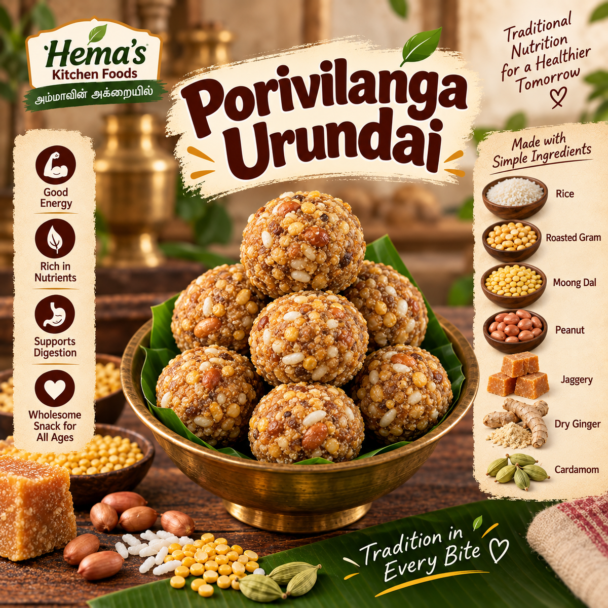 Porivilanga Urundai   பொரிவிளங்காய் உருண்டை  (கெட்டி உருண்டை)