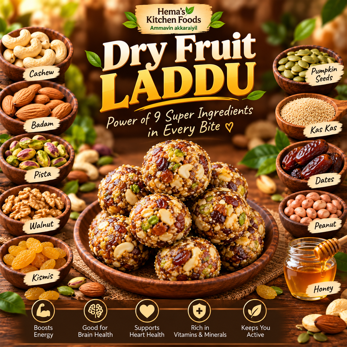 Dry Fruit Laddu 180 Gram (6 pieces)